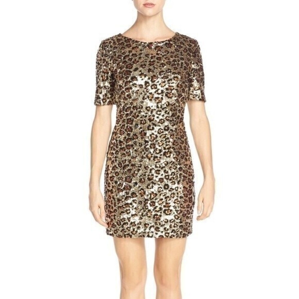 NWT French Connection Leopard Sequin Holiday Party Dress